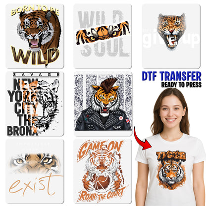 Tiger Peeking Realistic Adventure DTF Transfer Iron-On for Motivational Team Apparel & Wildlife Enthusiasts