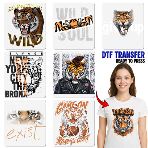 Tiger Peeking Realistic Adventure DTF Transfer Iron-On for Motivational Team Apparel & Wildlife Enthusiasts