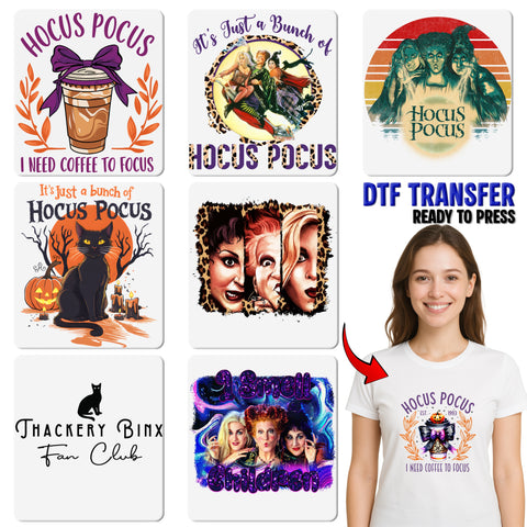 Funny Witch-Themed Female Trio DTF Iron-On Transfer for Halloween Apparel, Ready to Press Leopard Print Design for Women's Shirts