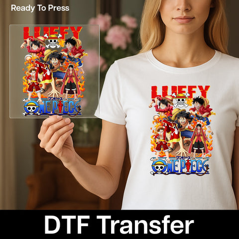 Luffy Pirate Adventure One Piece DTF Transfer for Anime Fan T-Shirt Group Event Ready To Press Cosplay Apparel