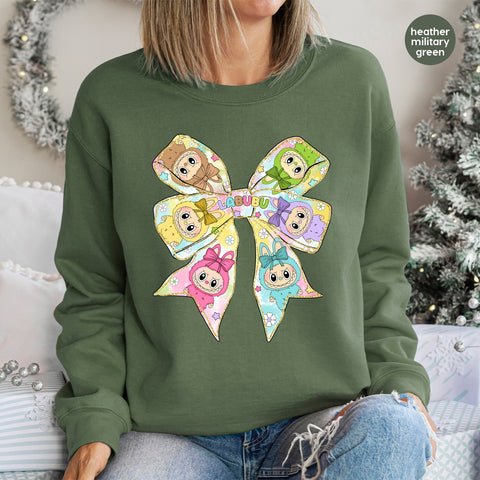 Cute Kawaii Monster Bow Iron-On DTF Transfer for Family Matching Shirts, Kids Birthday Party Apparel