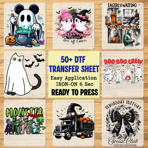 Cute Superhero Ghosts DTF Transfer - Funny Halloween Ready to Press Iron-On for Family & Comic Fans Apparel
