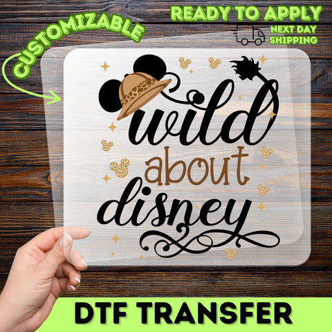 Disney safari adventure mouse ears ready to press DTF transfer, cute family theme park shirt design, fun jungle animal kingdom apparel