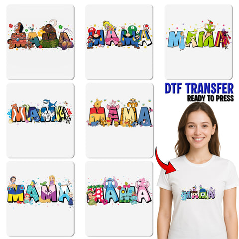 Cute Animated Family Character DTF Transfer for Kids & Adults, Ready To Press Iron-On, Cartoon Celebration T-shirt, Cultural Party Apparel