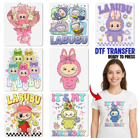 Cute Birthday Monster DTF Transfer for Kids Apparel Iron-On Ready To Press Fun Cartoon Shirt
