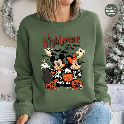 Halloween Family Fun Retro Cartoon Gothic Iron-On DTF Transfer for Spooky Shirts & Hoodies - Perfect for Group Costume Parties