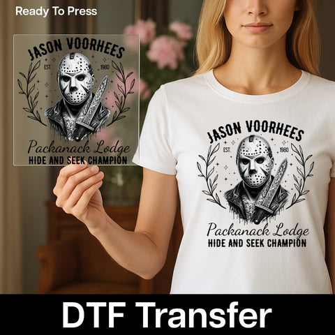 Horror Slasher Halloween DTF Transfer for Gothic Apparel & Cosplay - Ready to Press Iron-On for Dark T-Shirt or Sweatshirt