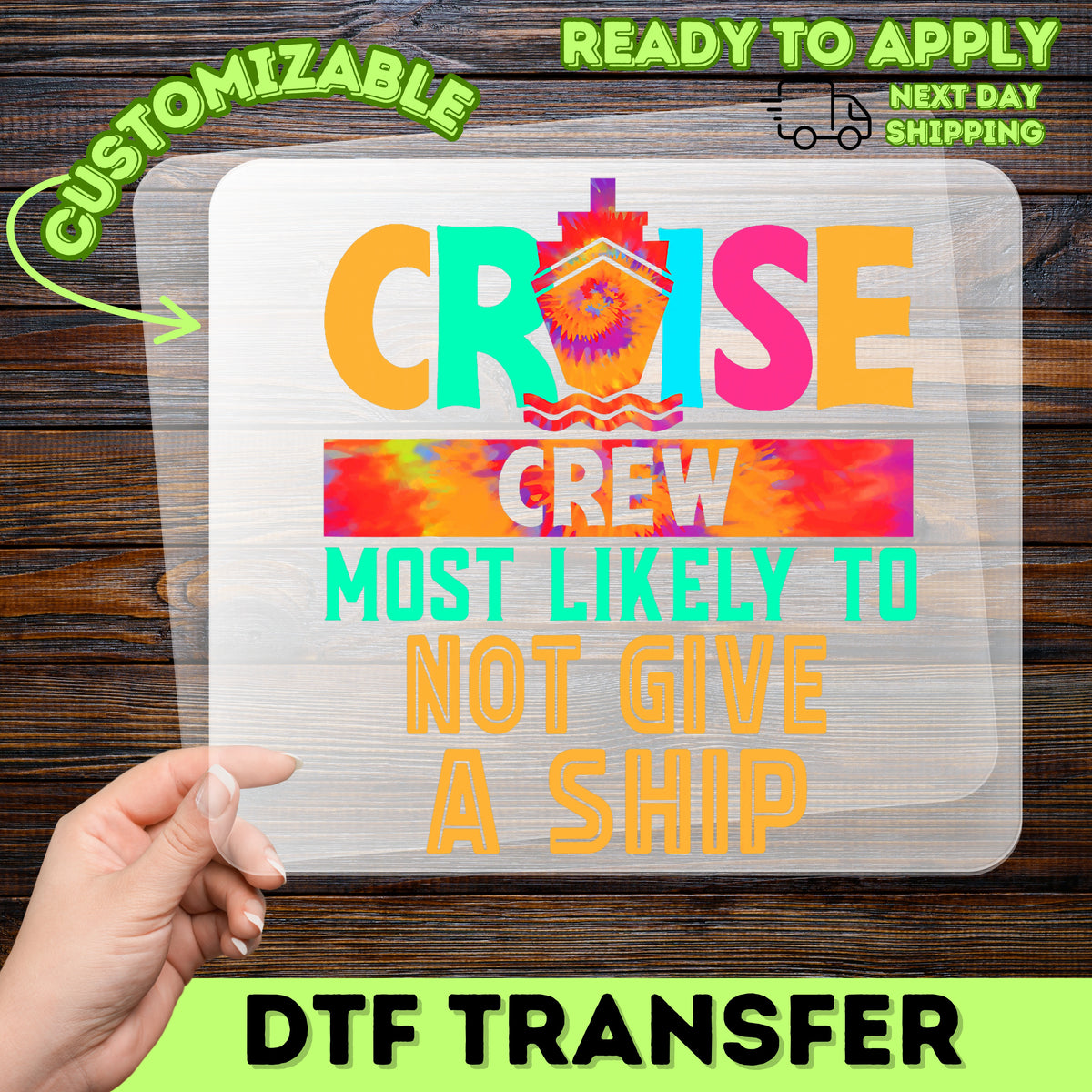 Funny Cruise Crew DTF Transfer for Group Vacation Apparel - Bold Nautical Humor Ready to Press Iron-On T-Shirt