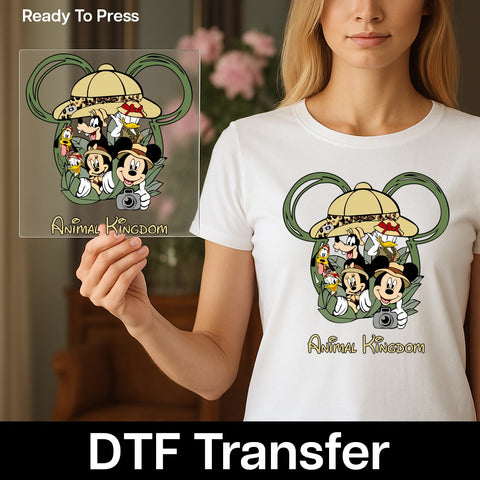 Safari Adventure Group Vacation DTF Transfer Animal Kingdom Cartoon Iron-On Shirt for Theme Park Outing