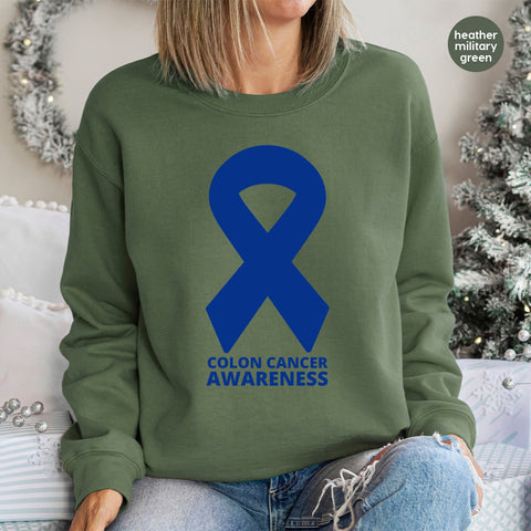 Colon Cancer Awareness DTF Transfer Ready To Press Blue Ribbon T-Shirt for Supporters & Medical Staff