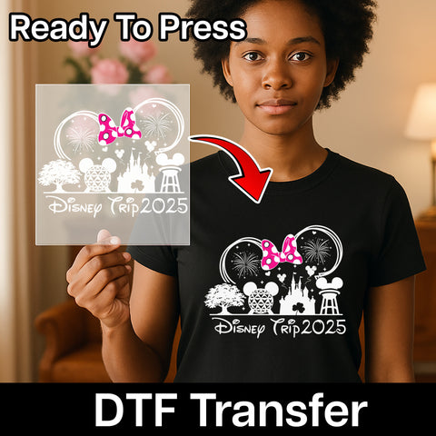 Family Vacation Disney 2025 DTF Transfer Cute Iron-On for Group Trip T-shirts & Apparel