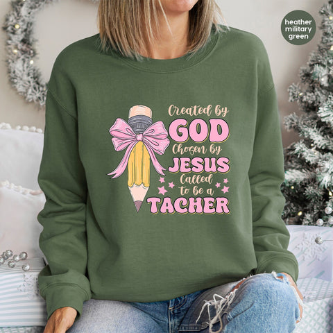 Cute Christian Teacher DTF Transfer, Religious Faith-Based Iron-On, Ready to Press Design for Teacher Shirts & Hoodies