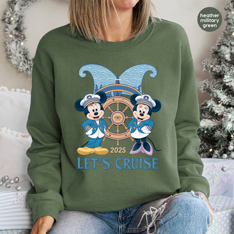 2025 Let's Cruise Nautical Cartoon DTF Transfer for Family & Friends Vacation Shirts, Ready to Press Apparel for Disney Fans