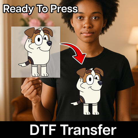 Cute Cartoon Dog DTF Transfer for Family Apparel - Ready to Press Iron-On for Kids & Dog Lovers