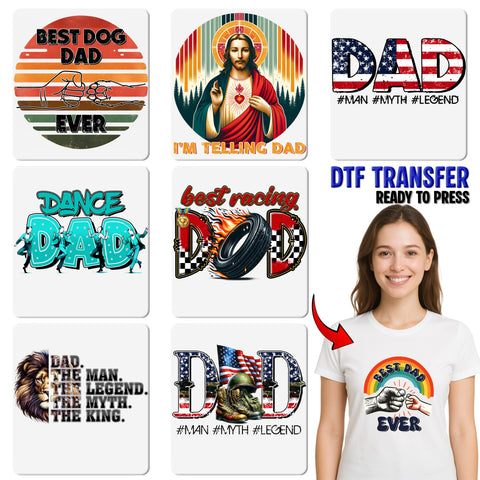 Retro Best Dad Ever DTF Transfer for Father’s Day Cute Iron-On Ready To Press Apparel Gift from Kids