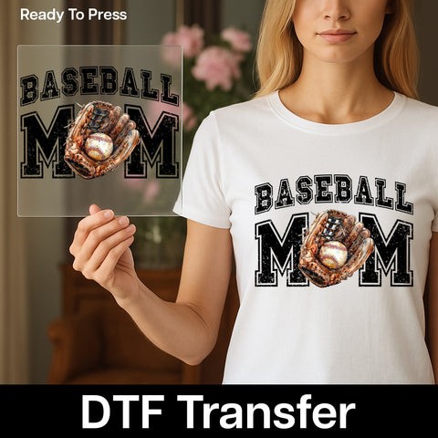 Ready To Press Baseball Glove & Ball DTF Transfer - Cute Realistic Sports Iron-On for Baseball Fans Apparel & Team Spirit Shirt