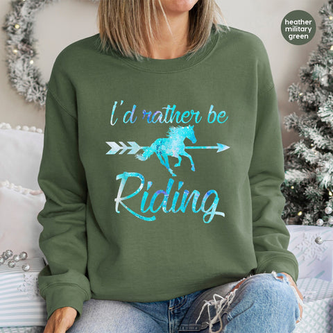 Funny Horseback Riding DTF Transfer, I'd Rather Be Riding Iron-On, Ready To Press for Equestrian Apparel, Perfect for Horse Lovers