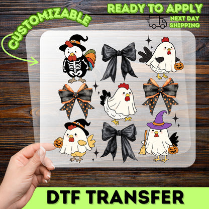 Cute Halloween Chicken DTF Transfer for T-shirt Funny Costume Animal Iron-On Ready To Press for Party Enthusiasts