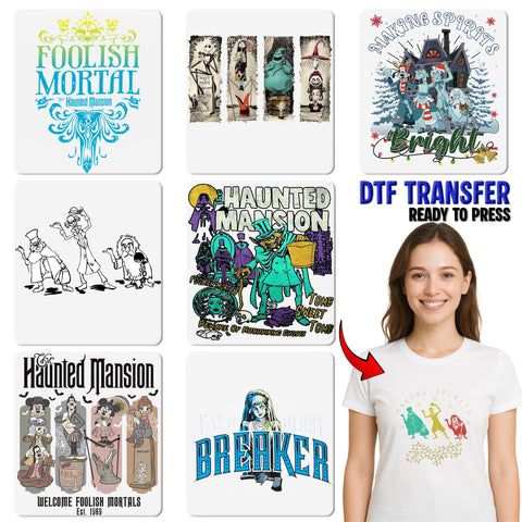 Halloween Horror Icons DTF Transfer for Spooky T-Shirts & Sweatshirts - Retro Scary Movie Iron-On for Enthusiasts & Party-goers
