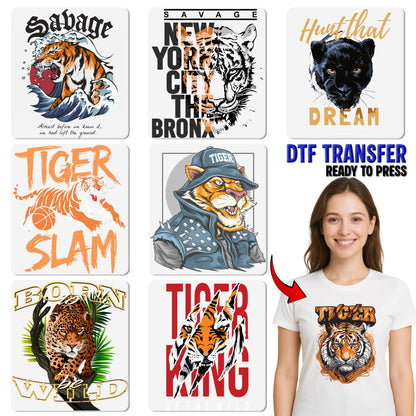 Empowerment Tiger DTF Transfer for Motivate T-Shirt, Motivational Roaring Tiger Iron-On, Inspirational Quote Apparel Gift