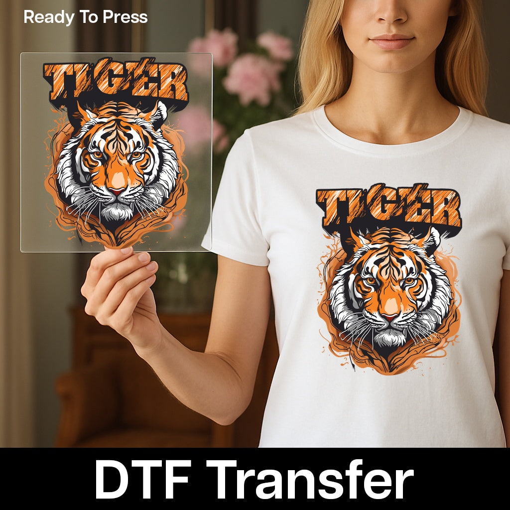 Iron-On Bold Tiger Roar Ready To Press DTF Transfer for Team Spirit Sports Apparel & School Mascot Enthusiasts