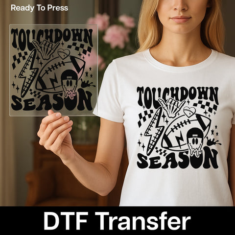 Football Celebration Touchdown Season DTF Transfer for Youth Apparel, Ready to Press Retro Football Shirt