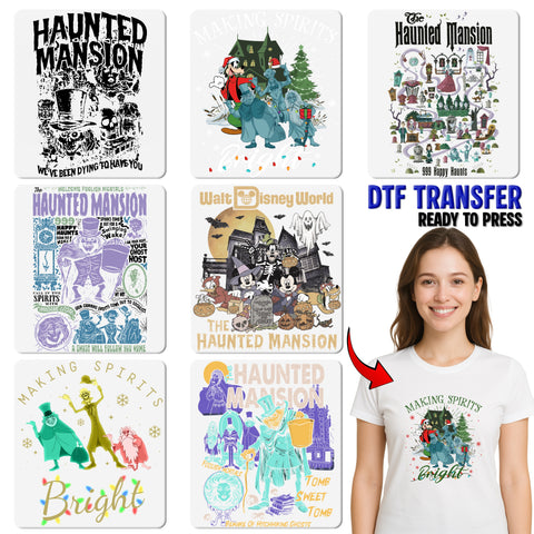 Haunted Mansion Halloween DTF Transfer | Ready to Press Retro Horror Shirt for Spooky Group | Funny Ghostly Party Apparel