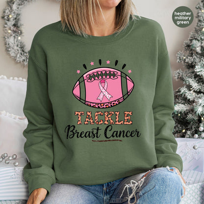 Breast Cancer Awareness Football Pink Ribbon DTF Transfer Iron-On for Sports Team Cute Varsity T-Shirt Apparel