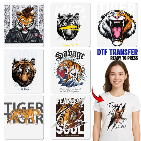 Motivational Tiger DTF Transfer Ready To Press for Sports Teams & Fitness Enthusiasts - Animal Theme Apparel for Determination
