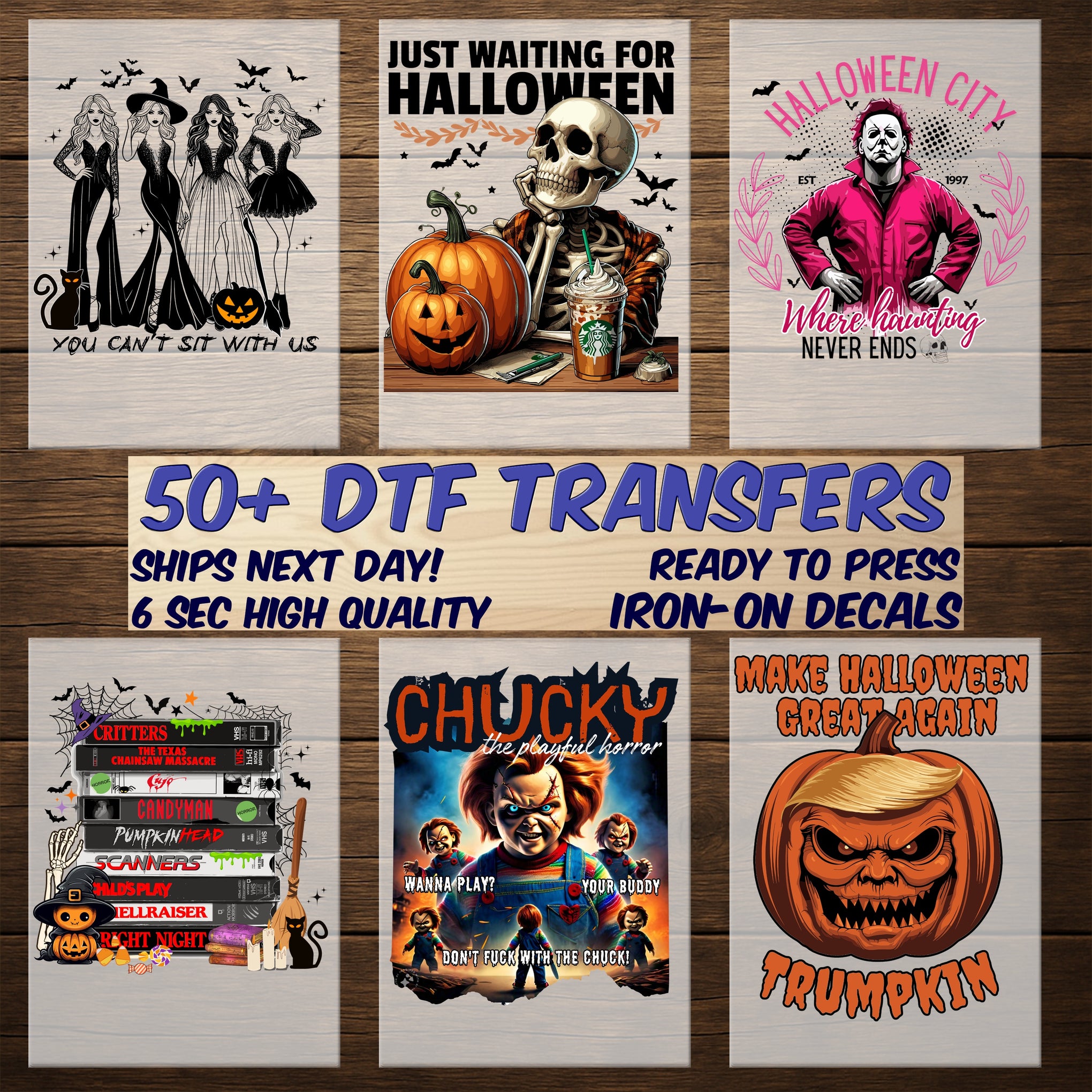 Funny Gothic Chic Halloween Coffee Skull DTF Transfer Ready to Press for Trendy Women's T-Shirt Iron-On