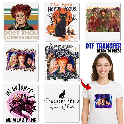 Funny Halloween Witch Trio DTF Transfer, Ready To Press Iron-On for Spooky Nostalgic Apparel, T-Shirt or Sweatshirt