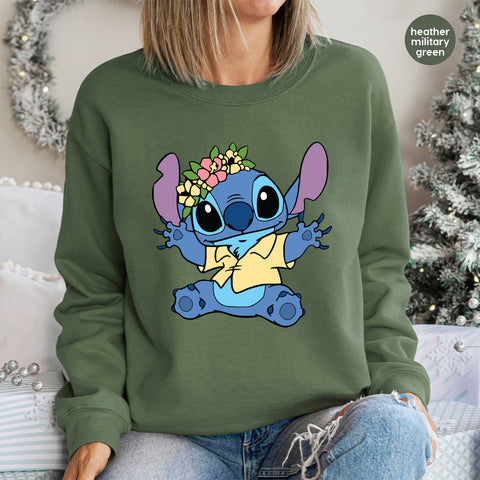 Cute Blue Creature Tropical Holiday DTF Transfer Ready To Press Iron-On for Family Vacation T-Shirt & Apparel