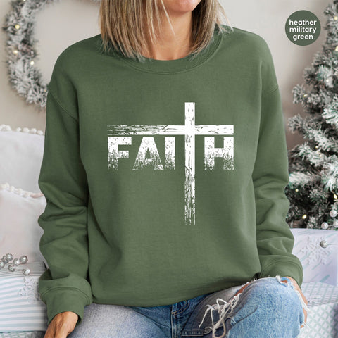 Distressed Faith Cross Iron-On DTF Transfer Spiritual Apparel for Church Groups & Religious Retreats Ready to Press