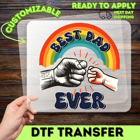 Retro Best Dad Ever DTF Transfer for Father’s Day Cute Iron-On Ready To Press Apparel Gift from Kids