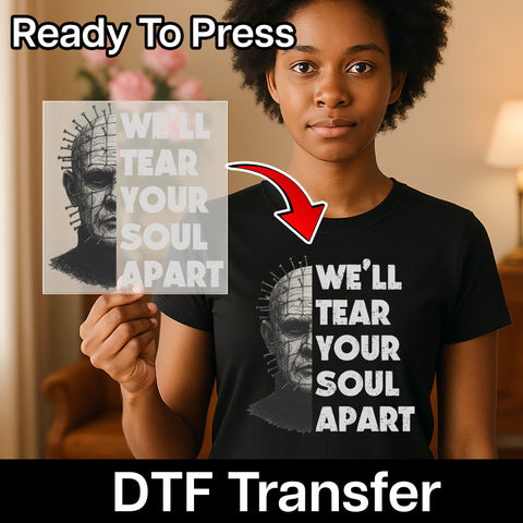 Horror Halloween DTF Transfer Creepy Character Shirt Iron-On for Horror Fans & Spooky Events