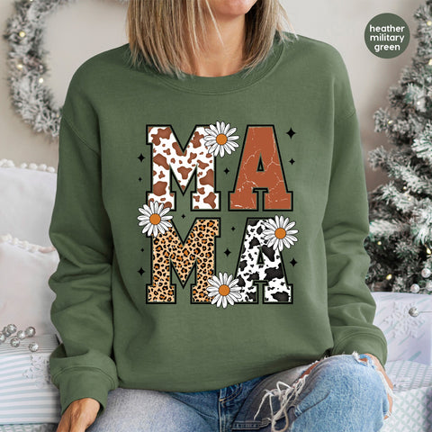 Cute Boho Mama Animal Print DTF Transfer for Mother’s Day Apparel & Mom Group Shirts Ready to Press