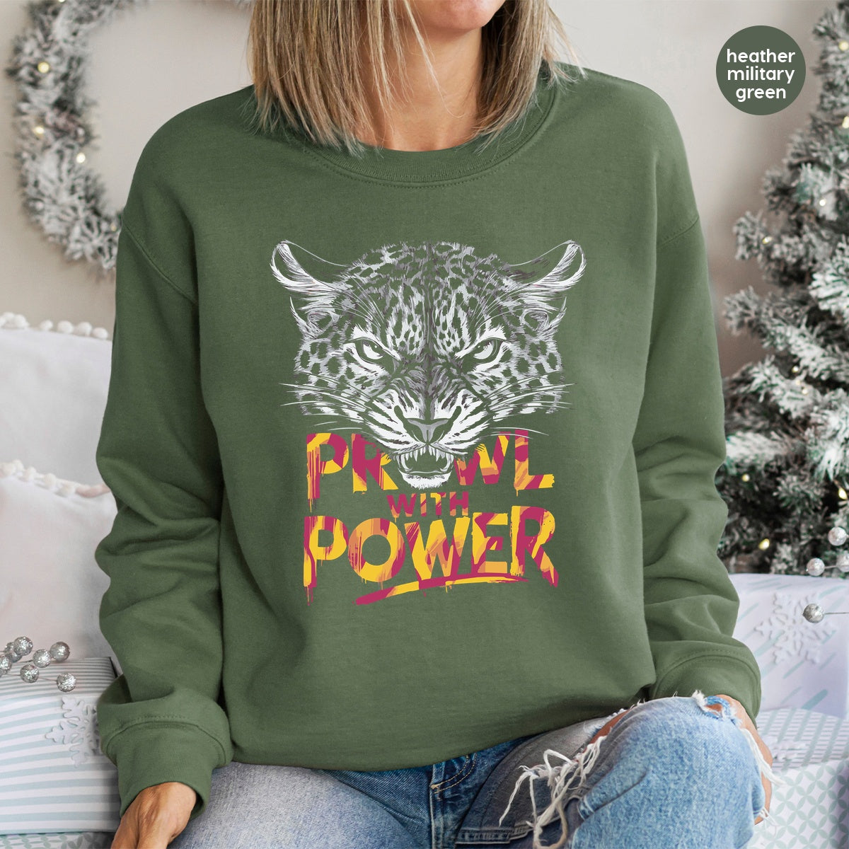 Empowerment Leopard Ready To Press DTF Transfer for Sports Teams & Fitness Apparel, Motivational Wildlife Prowl T-Shirt Design