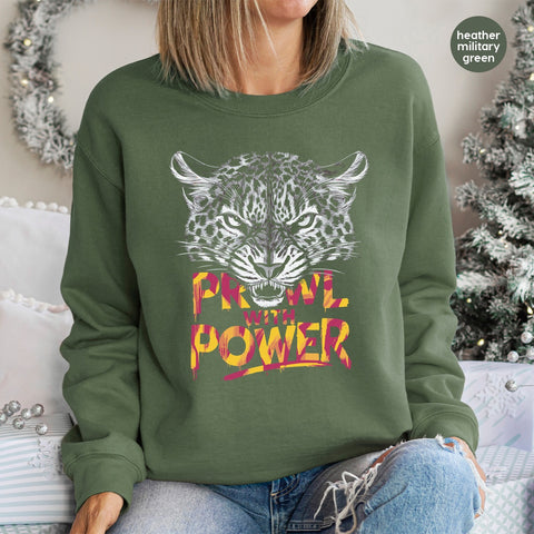 Empowerment Leopard Ready To Press DTF Transfer for Sports Teams & Fitness Apparel, Motivational Wildlife Prowl T-Shirt Design