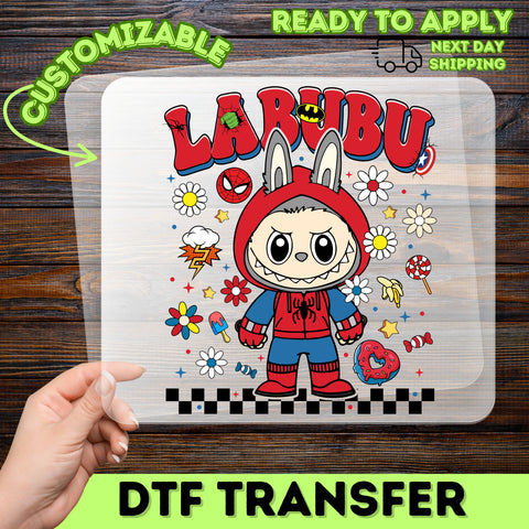 Cute Superhero Bunny Costume DTF Transfer for Comic Book Fans Apparel - Ready To Press Iron-On for Fun Group Celebrations