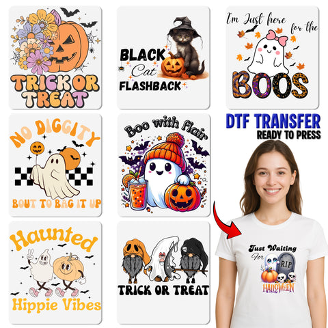 Cute Halloween Kitten in Witch Hat DTF Transfer | Ready To Press Fall Cat Design for Shirts & Hoodies | Perfect Gift for Cat Lovers