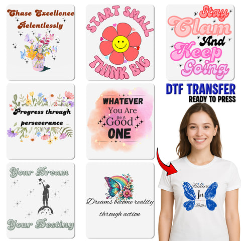 Chase Excellence Motivational DTF Transfer Whimsical Boho Floral & Butterfly Iron-On for Entrepreneur T-Shirt Sweatshirt