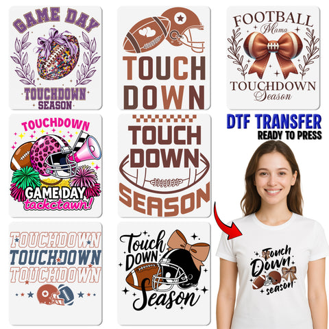 Game Day Cute Touchdown DTF Transfer for Fall Football Apparel & Sporty Group Outfits, Ready To Press Iron-On