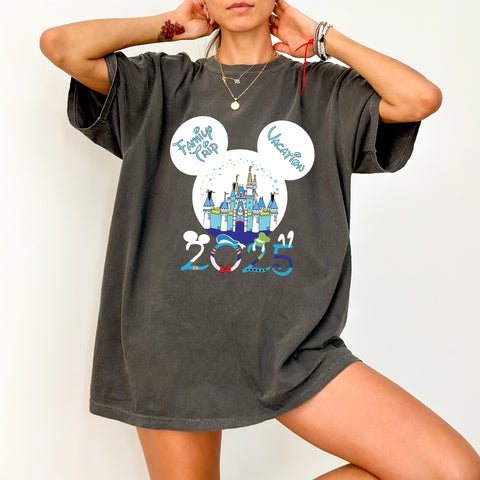 Family Vacation Castle Theme Park DTF Transfer T-shirt Ready To Press 2025 Cute Family Trip Apparel