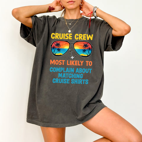 Funny Cruise Crew DTF Transfer Iron-On for T-shirts & Apparel - Retro Matching Vacation Shirts for Family & Friends
