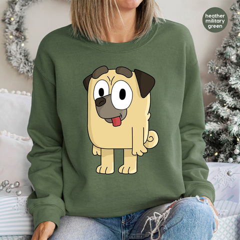 Cute Cartoon Pug DTF Transfer Ready To Press for Dog Lover T-shirt or Sweatshirt - Fun Pet Lover Gift for Group Events
