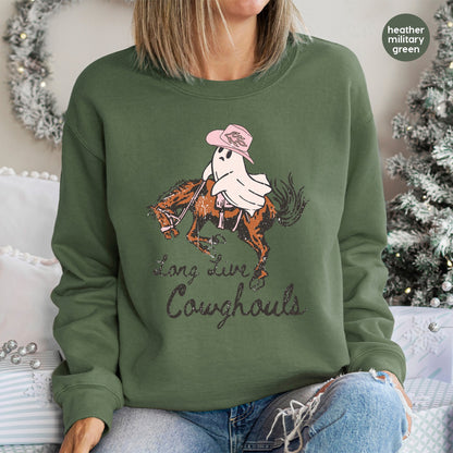 Long Live Cowghouls Funny Western Ghost Halloween DTF Transfer Ready to Press Iron-On for T-Shirt & Apparel