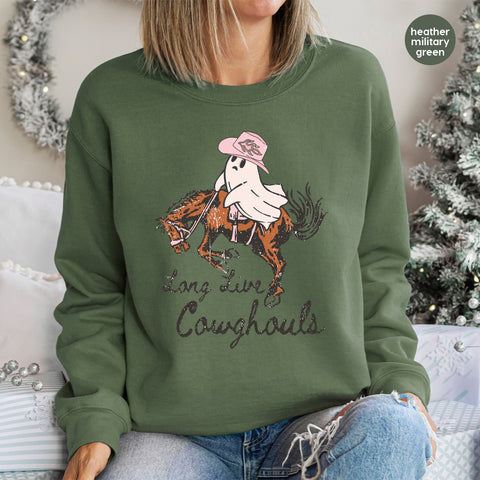 Long Live Cowghouls Funny Western Ghost Halloween DTF Transfer Ready to Press Iron-On for T-Shirt & Apparel