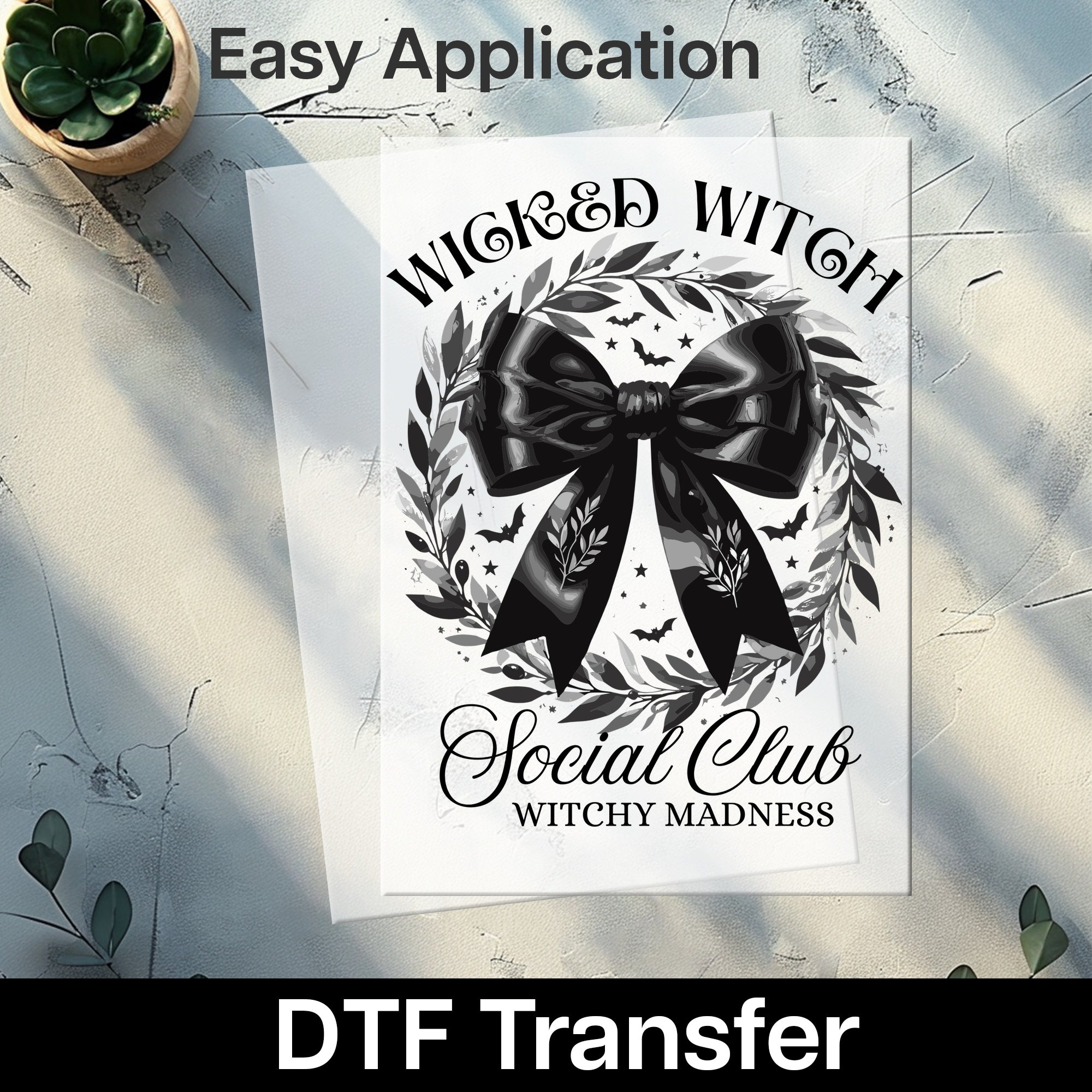 Elegant Gothic Chic Halloween Wreath DTF Transfer for Stylish Women Shirt or Home Decor