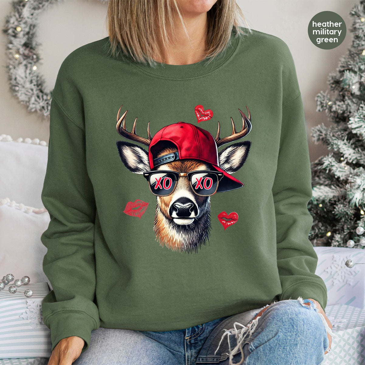 Funny Valentine Stag DTF Transfer for T-Shirts & Hoodies - Quirky Animal XO Love Ready To Press for Couples & Friends