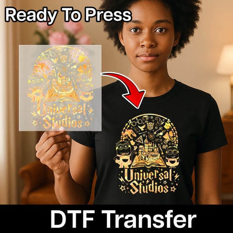 Nostalgic Movie Theme DTF Transfer Iron-On for Family & Friends T-Shirt, Ready to Press Magical Film Apparel for Group Outing